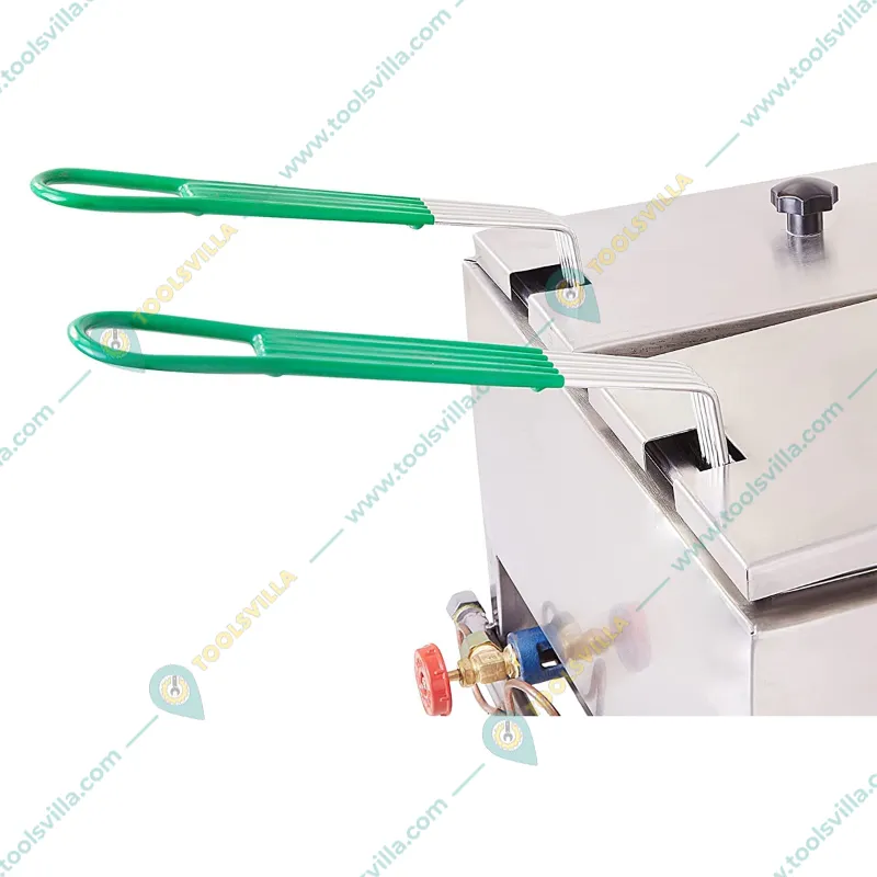 Commercial Stainless Steel 5+5L Electric & Gas Operated Double Pan Deep Fryer, 3000W