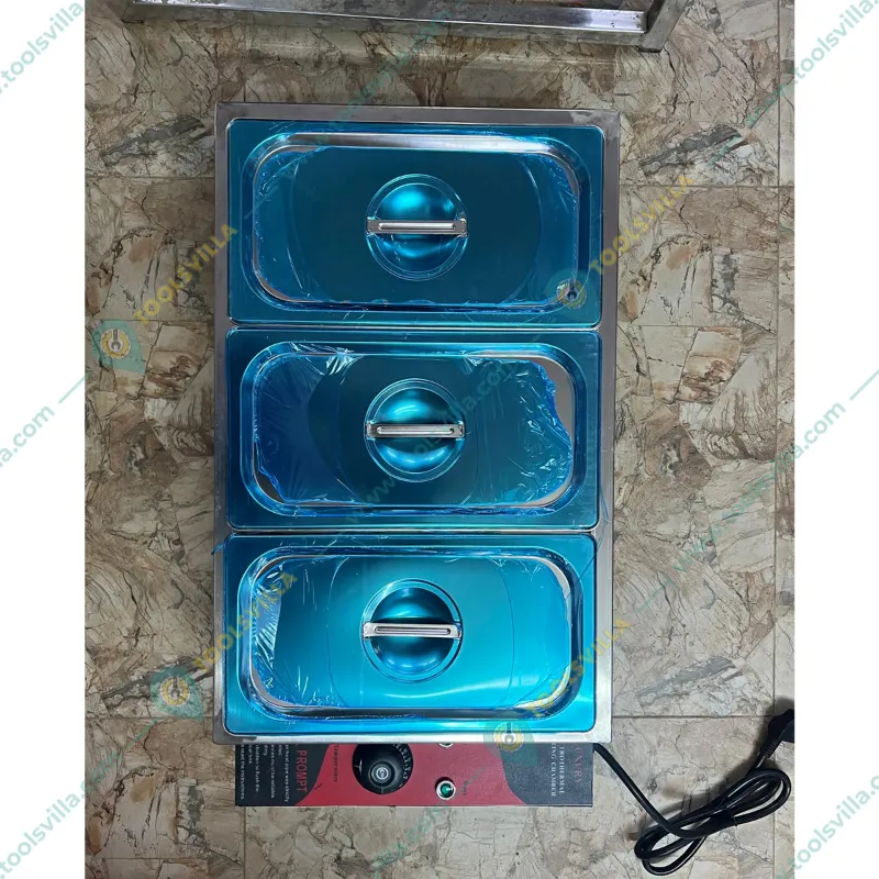  Heavy Duty Stainless Steel 3 Pan Electric Bain Marie, 1.5KW 