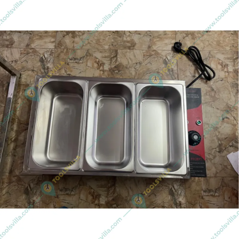  Heavy Duty Stainless Steel 3 Pan Electric Bain Marie, 1.5KW 