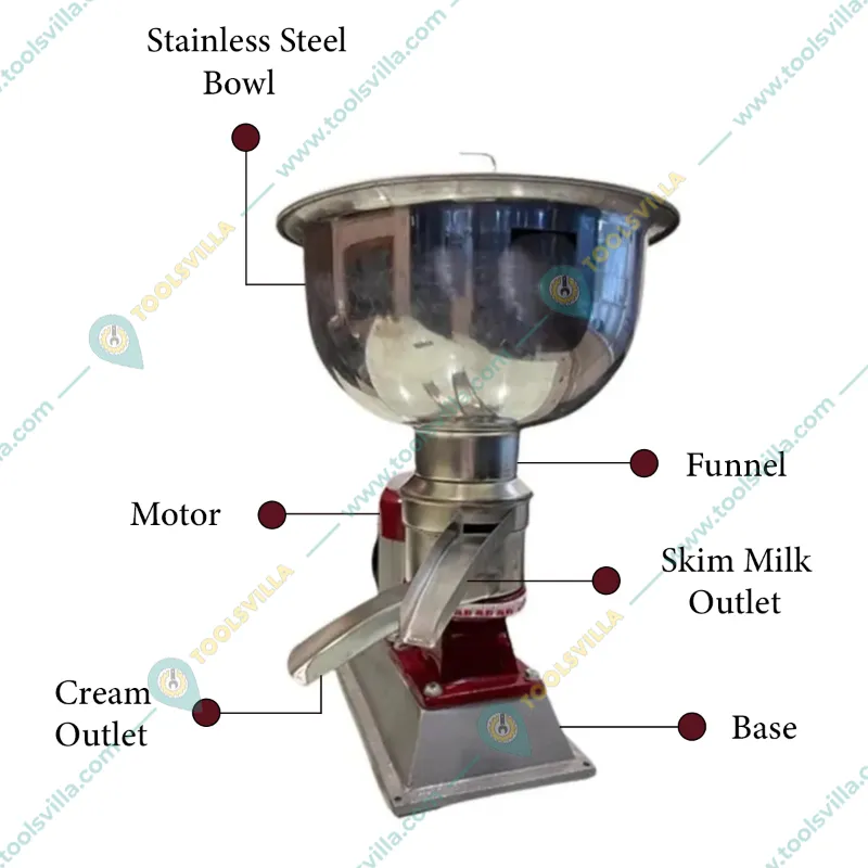 Made in India 60LPH Electric Milk Cream Separator MS Bowl, 8 Litres Tank Capacity