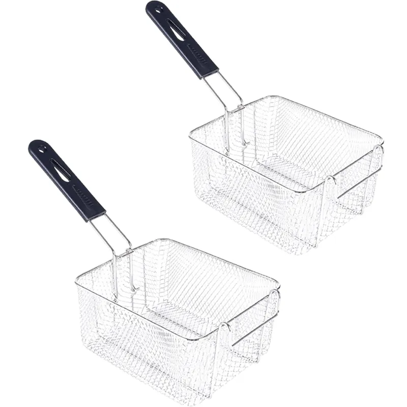 Pack of 2 SS Deep Fryer Basket for 4L+4L Deep Fat Fryer Double Pan with SS Body