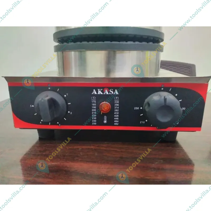 Akasa WCM 7 Waffle Cone Machine 7 inch Circular, 1000W with Free Wooden Cone