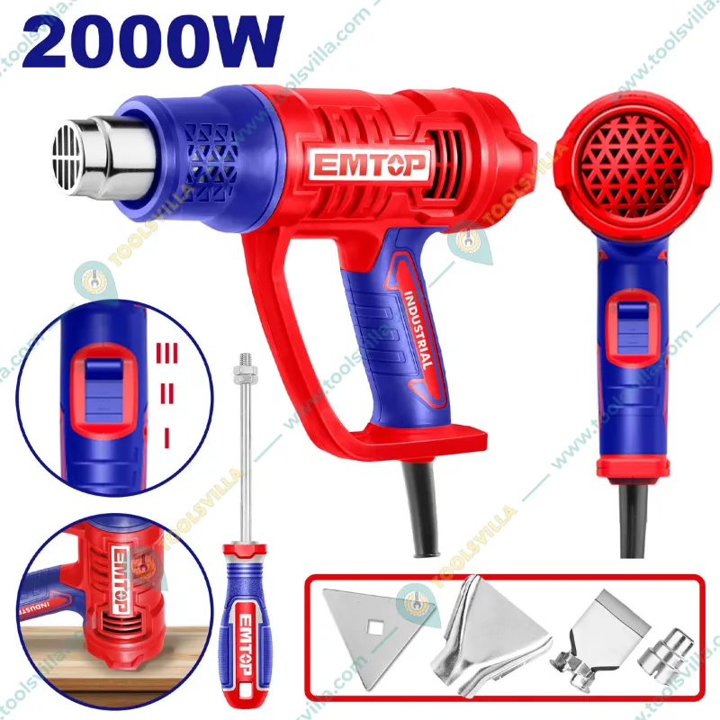 Emtop 2000 Watt Hot Air Gun or Heat Gun With Accessories (EHGN20078)