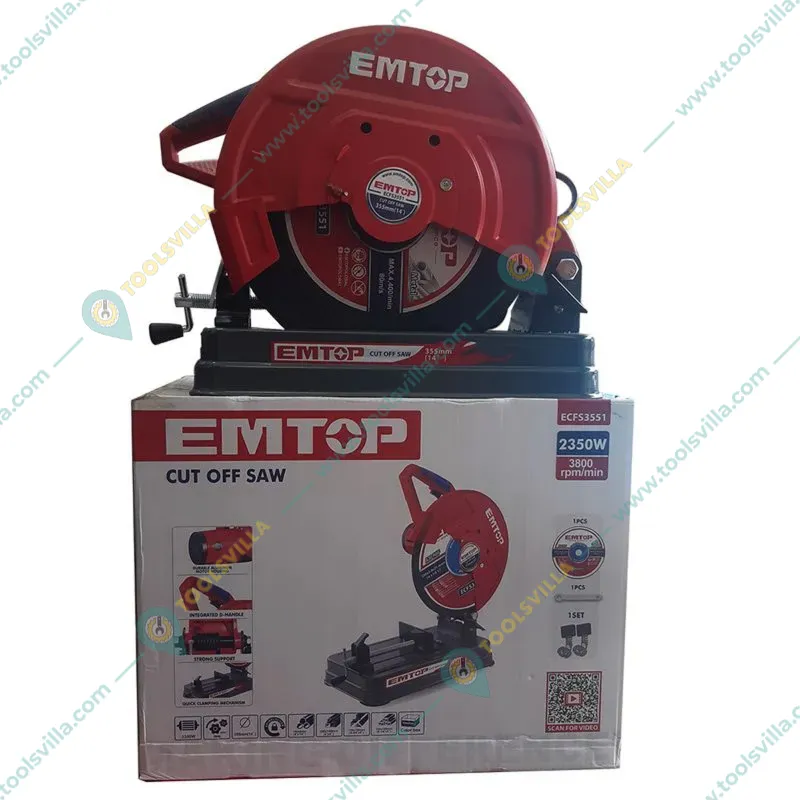 Emtop 355mm 2350 Watt Cut Off Saw Machine With 1 Pc Cutting Disc, 3900 RPM (ECFS3551)
