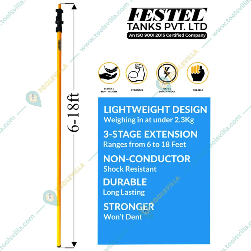 FESTEL Multipurpose, 3 Stage Extension-6 to 18 feet Extendable Pole Fruit Picker 