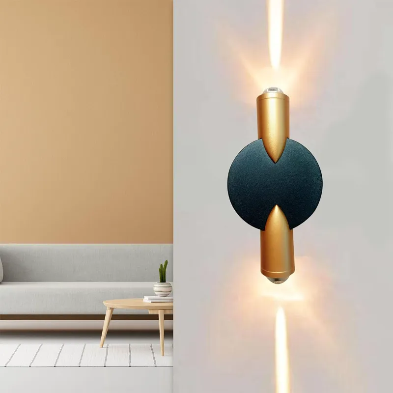 GIGAWATTS 2W Wall Light 2 Way COB LED Mount Fixture Black Gold Lamp for Home, Balcony, Living, Room, Bedroom Decoration