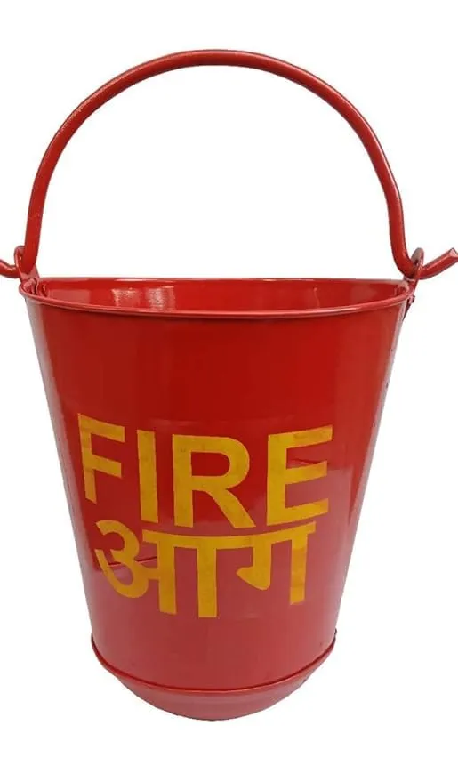 Fire Bucket Alloy Steel Iron Safety Fire Bucket for Fireplace Burning Wood Indoor Outdoor Ashes Carrier Container 9L Red Color  