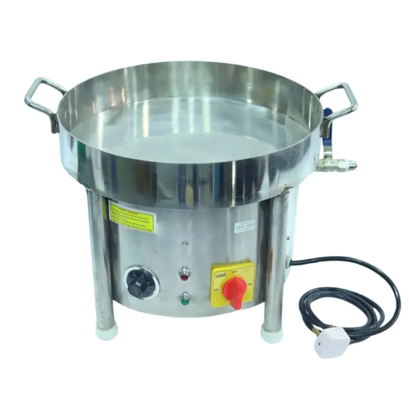 Electric Operated 8 L Capacity SS Flat Kadhai, 3kw Power with Oil Draining Tap for Jalebi and Ghevar Making