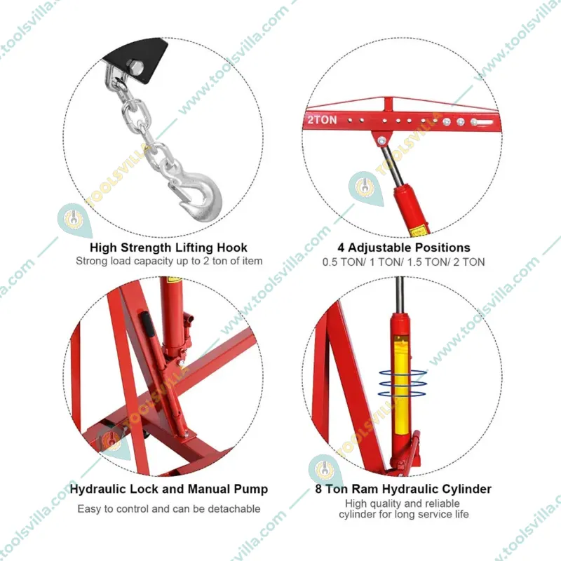 3D Master 2 Ton Capacity Hydraulic Floor Crane With 2450 mm Maximum Lifting Height