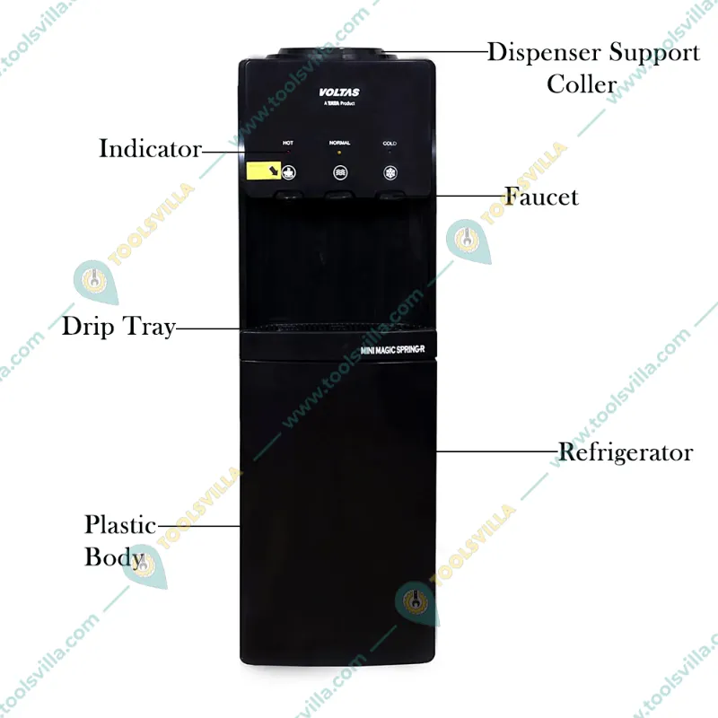 Voltas Minimagic SPRING R Black Floor Mounted Water Dispenser with 3 Tap (Hot, Normal and Cold)