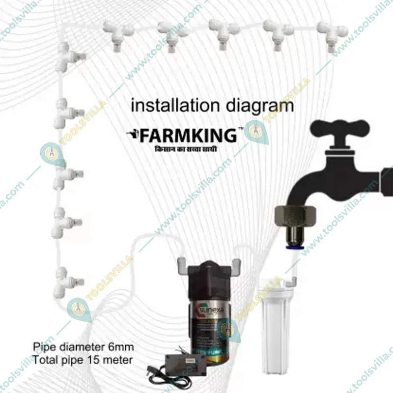 FARMKING  Fogger Kit of 10 Brass Nozzles with Filter ,Pump & Other Accessories (6 Months Warranty)
