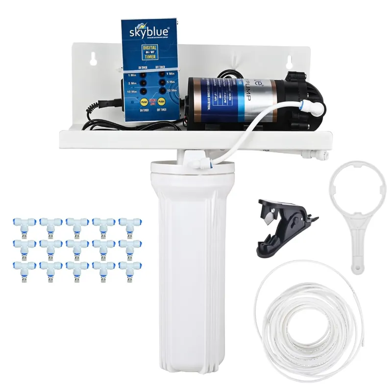 Sky Blue Fogger Kit of 15 Brass Nozzles with Timer, Filter and Other Accessories (1 Year Warranty)