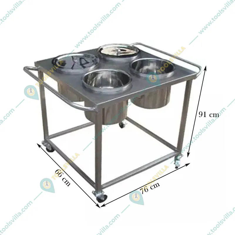 Commercial 4 Pot Stainless Steel Food Trolley