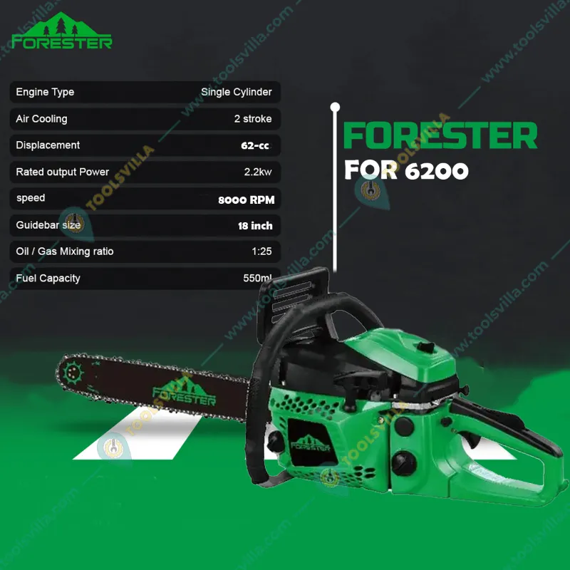 Forester FOR 6200 Petrol Operated 62-cc Chainsaw with 22 inch Guide Bar | Used for Tree Felling, Wood Logging