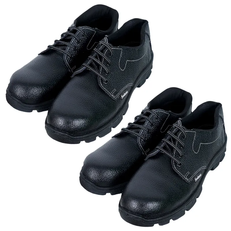 Premuim Quality Pack of 2 Safety Shoe - Pvc Sole, Low Ankle,  With Steel Toe(Size-6)