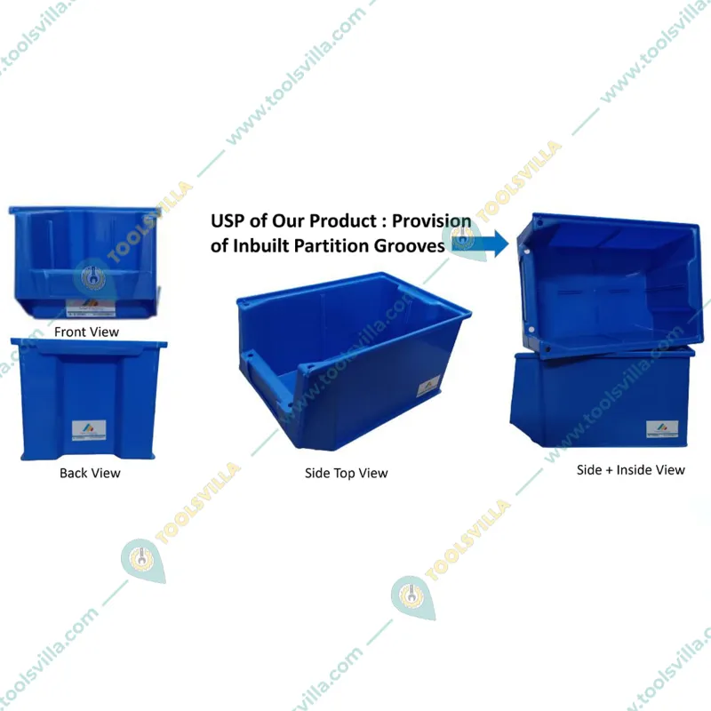 Avsar 230 x 150 x 120 mm FPO Blue Storage Bin, Premium HDPE Material (Bin-25) - Pack of 6