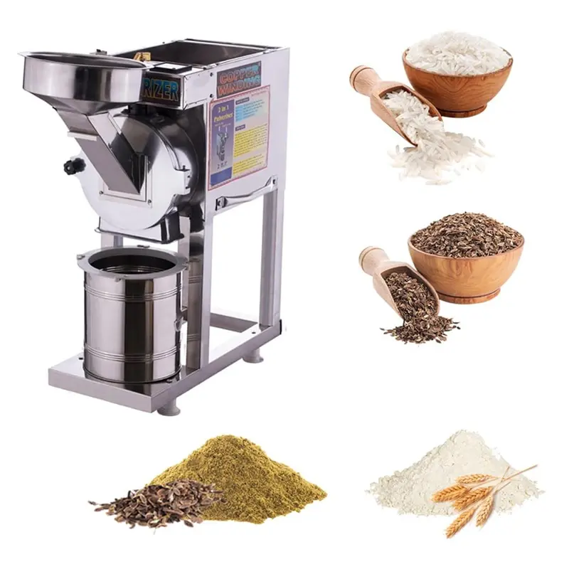 Fully Automatic 2 in 1 SS Flour Mill/Pulverizer Machine/Masala Grinder for Dry Grinding 8-10 kg/hr, 2 HP Motor