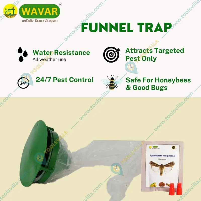 WAVAR Funnel Trap with Spodoptera Frugiperda | Fall Armyworm(Pack-6 Traps with 6 Lures)