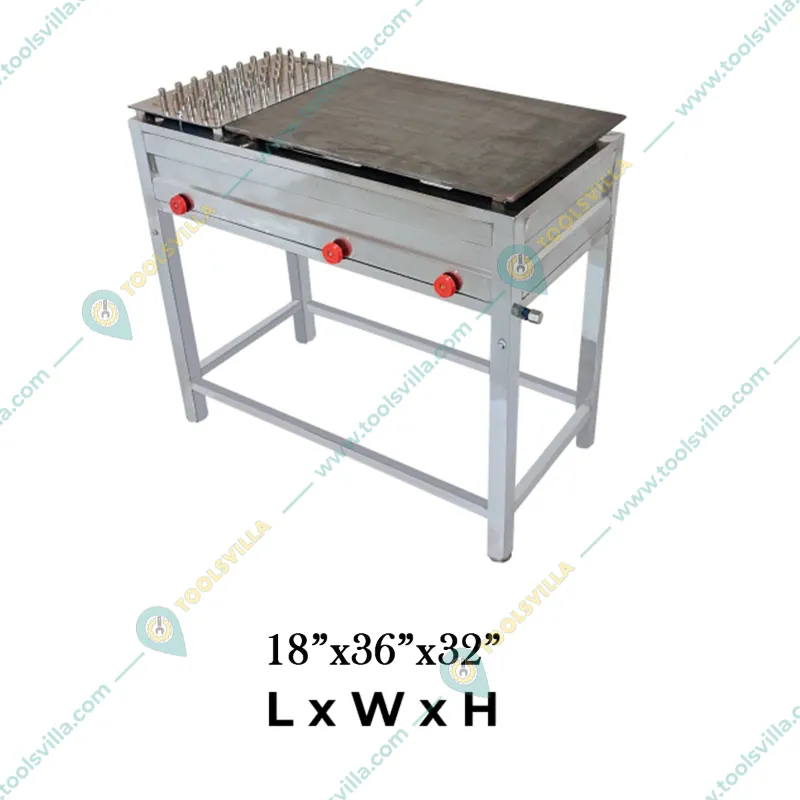  Commercial Gas Operated 18 x 36 x 32 Inch Chapati Tawa Bhatti with Puffer Plate 
