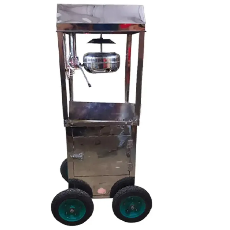 Commercial Indian SS Body Gas Operated Popcorn Machine with Trolley 