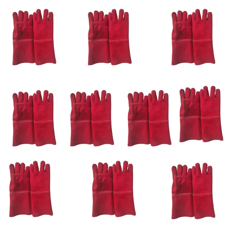 Welding Gloves Heat & Fire Resistant Leather Cut Proof High Temperature Hot Metal Thermal Work Safety Protective Heavy Duty Safety Leather Hand Gloves  ( Pack of 10 )