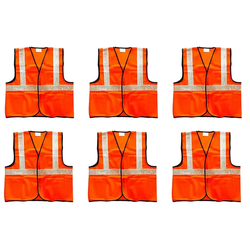 Premium Quality 1 Inch Reflective Tape Safety Jacket(Color-Orange,Pack-6 Pcs)