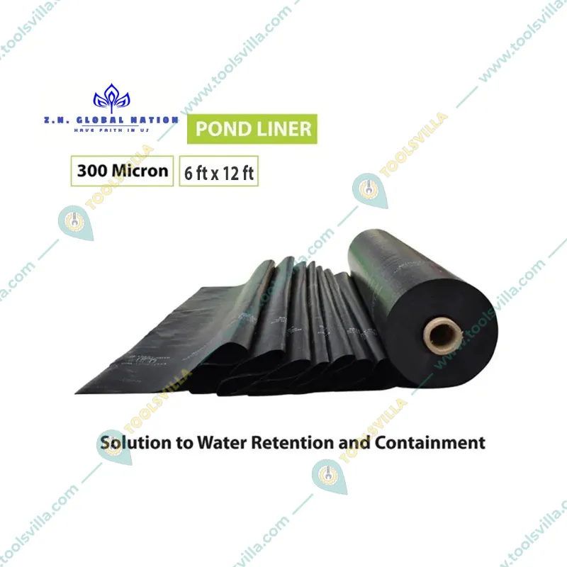 ZN GLOBAL NATION 300 Micron HDPE Geomembrane 6 x 12 feet Pond Liner Sheet for Water Retention
