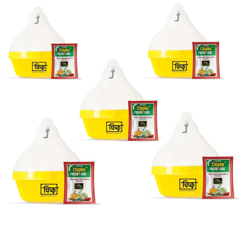 Chipku Glass Trap with Melon Fly Pheromone Lure for Watermelon, Pumpkin & Gourd Crops(Quantity-50 pieces)