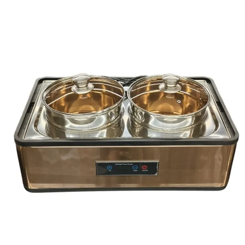 9 Litre Gold Double Bowl(4.5L x 2 Bowls) PVD Digital Electric Soup Pot 