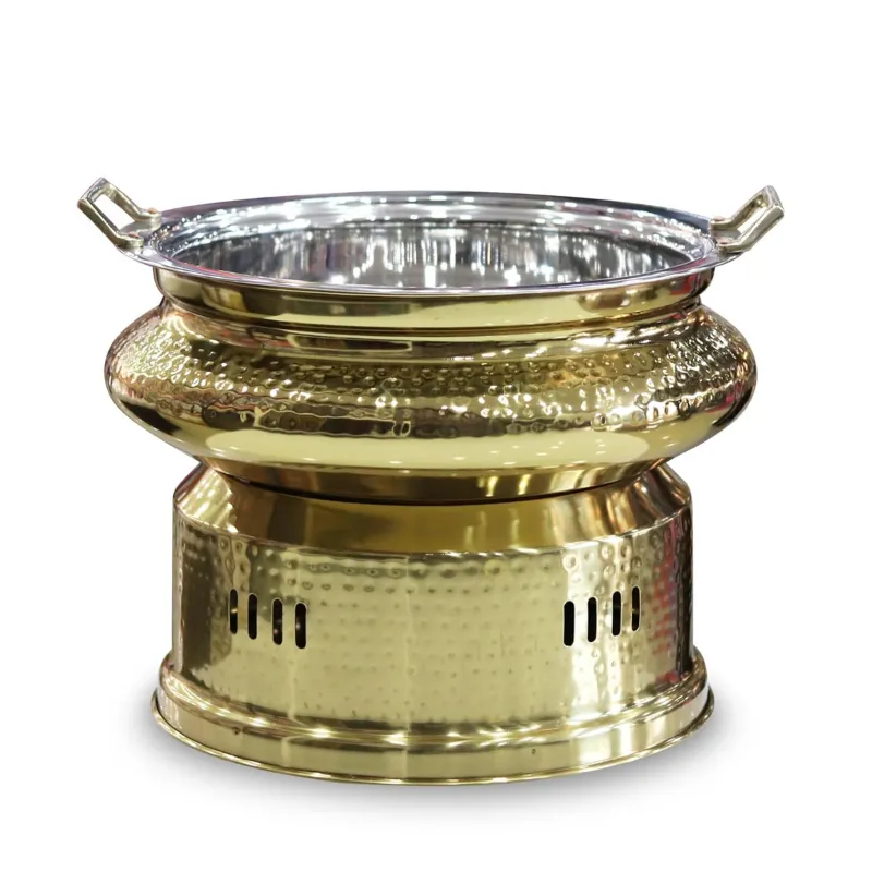 Hammered Stainless Steel Golden Round 6ltr Chafing Dish with Lid