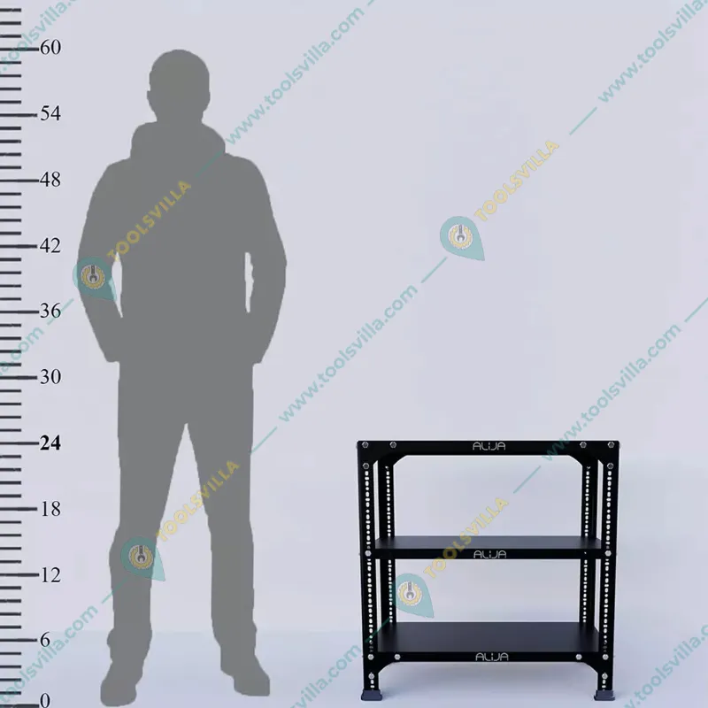 Menage 24 x 23 x 12 Inch 3 Shelves Multipurpose Storage Rack With Accessories