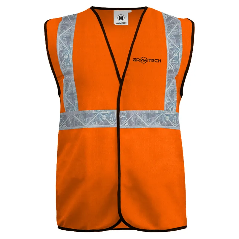 Gravitech Pack of 100 50 GSM Orange Safety Jacket with 2" PVC Reflective Tape GI-RJ-01