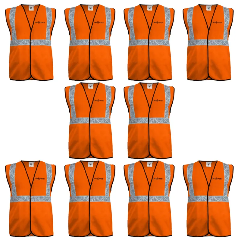 Gravitech 50 GSM Orange Safety Jacket with 2" PVC Reflective Tape GI-RJ-01 (Pack of 10)