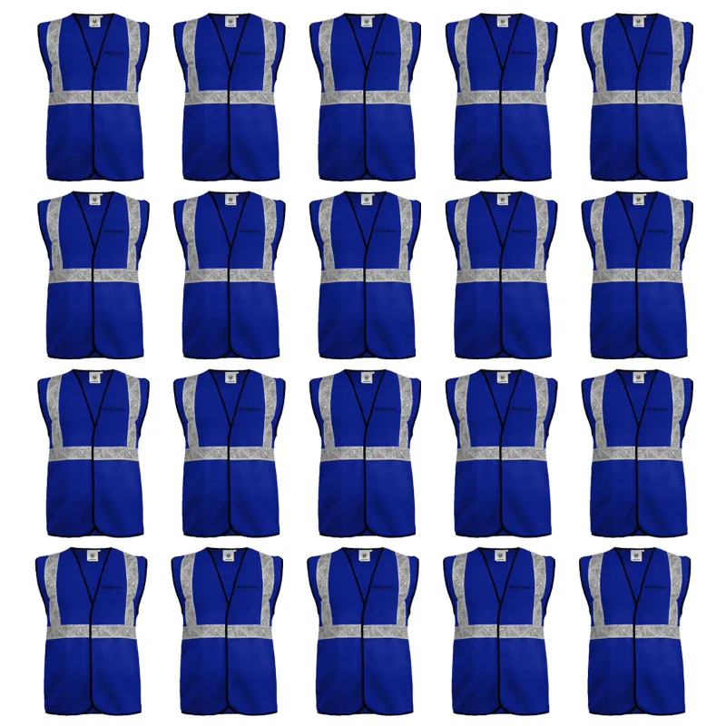 Gravitech 50 GSM Blue Safety Jacket with 2" PVC Reflective Tape GI-RJ-01 (Pack of 20)