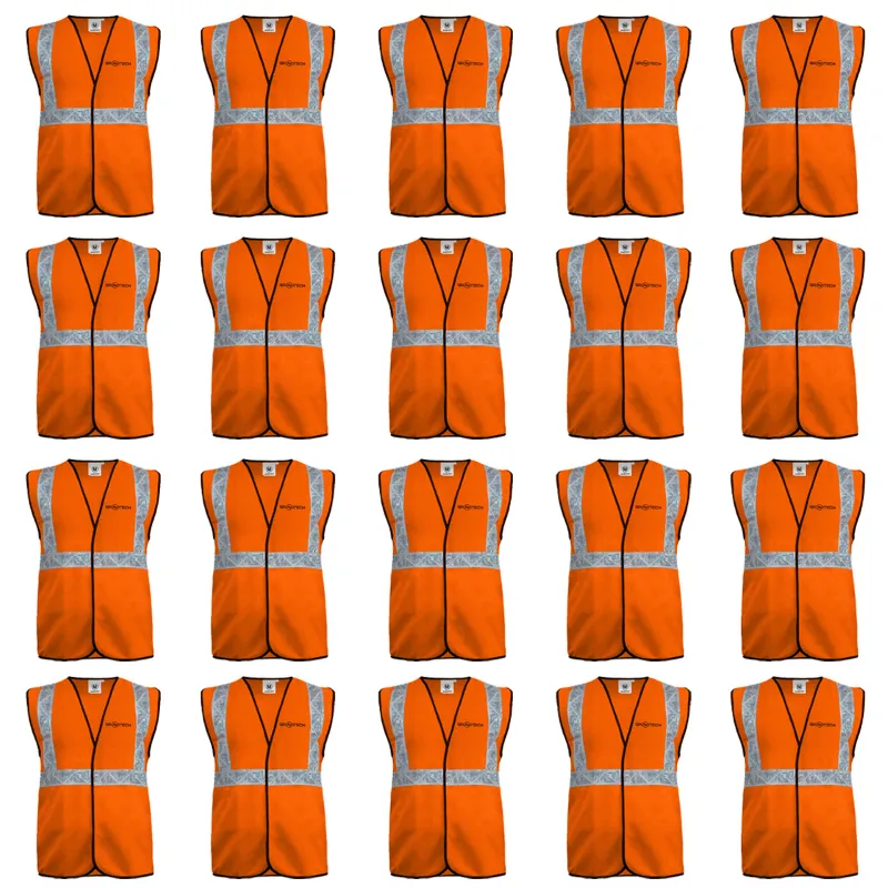 Gravitech 50 GSM Orange Safety Jacket with 2" PVC Reflective Tape GI-RJ-01 (Pack of 20)