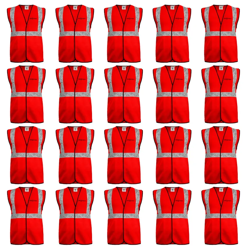 Gravitech 50 GSM Red Safety Jacket with 2" PVC Reflective Tape GI-RJ-01 (Pack of 20)