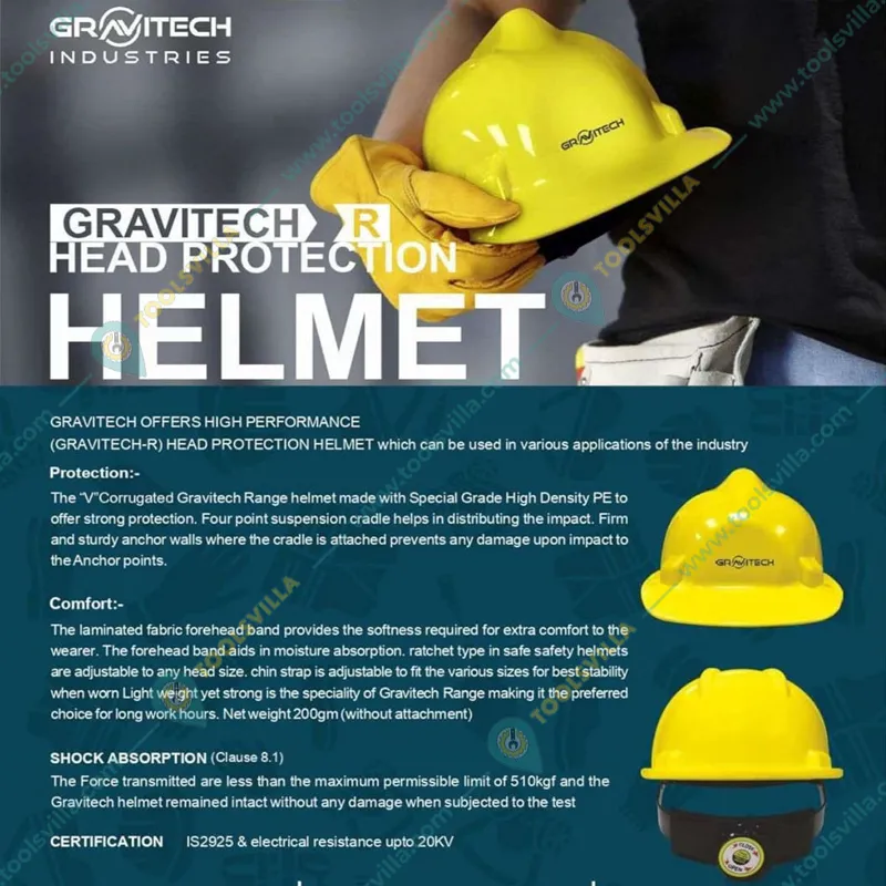 Gravitech Pack of 5 'V' Corrugated HDPE Safety Helmet with Ratchet Type Adjustment for Industrial Use (STRONG CAP-R)