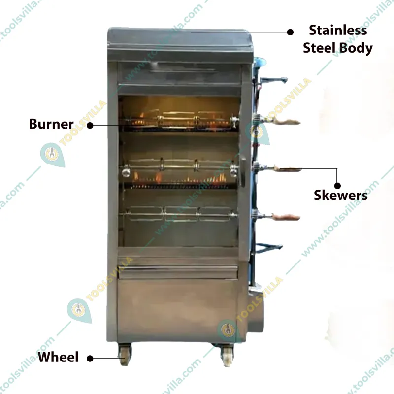  Stainless Steel Chicken Grill Machine with 12 Birds Capacity for Commercial Purpose