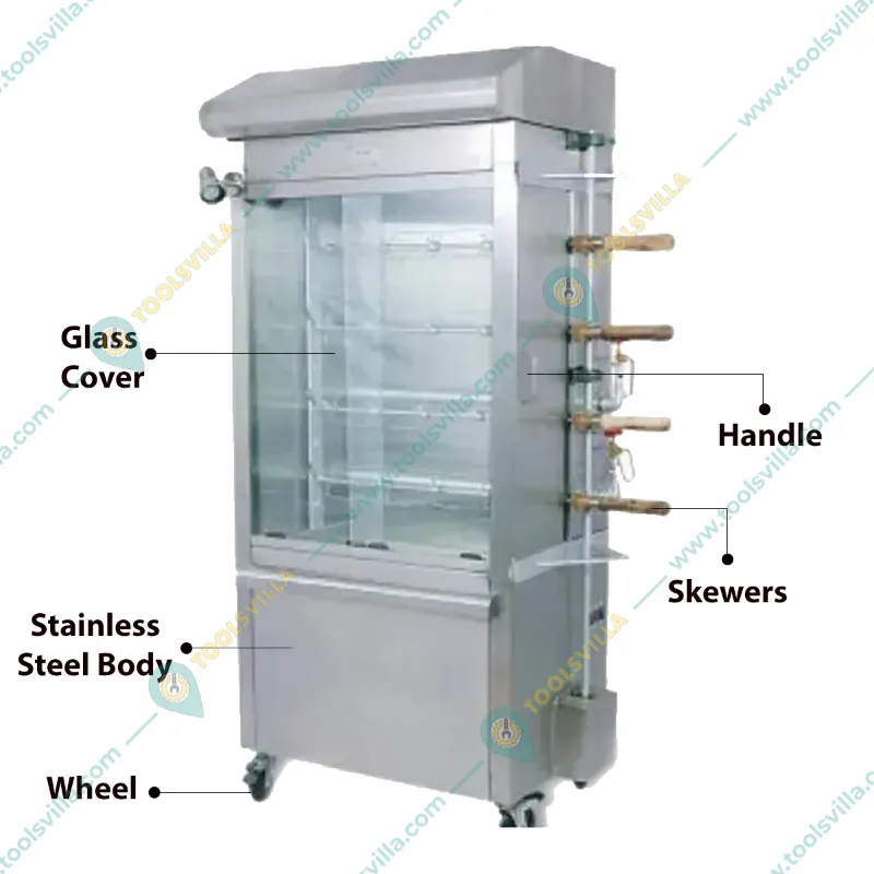 Stainless Steel Chicken Grill Machine with 16 Birds Capacity for Commercial Purpose