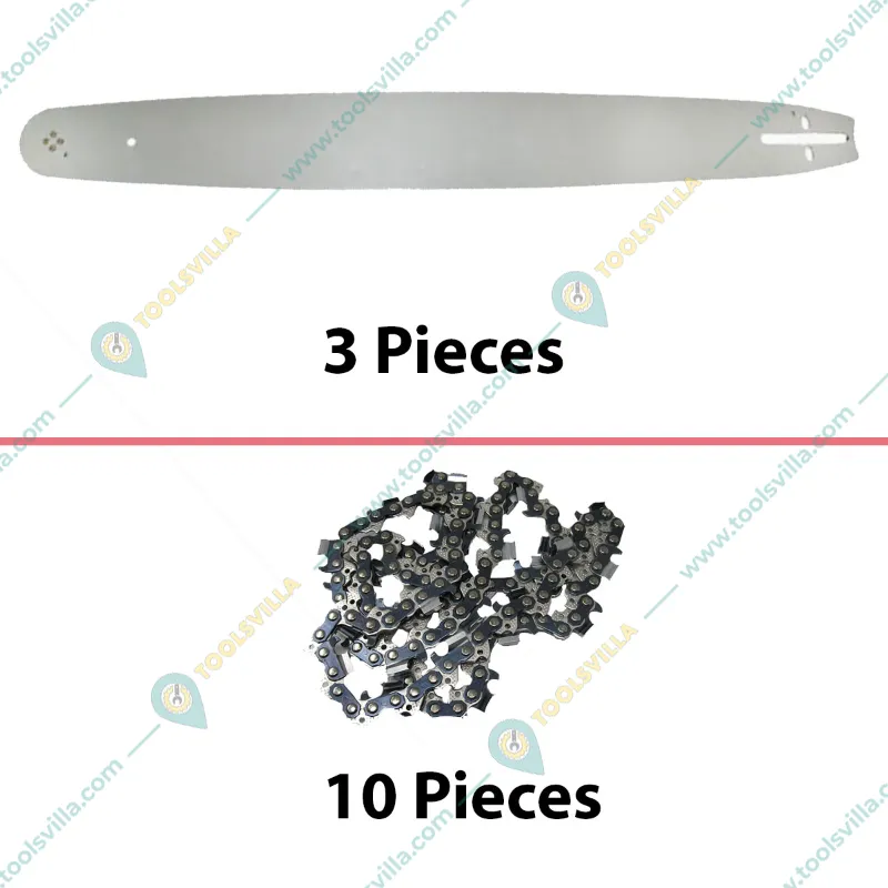 Heavy Duty 36 Inch Guide Bar (3 Pieces) and Chain (10 Pieces) For 106 CC Petrol Chainsaw