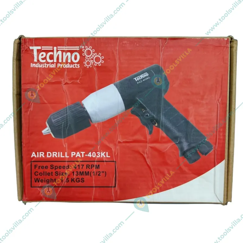 Techno 1/2 inch Keyless Air Drill Machine, 417 RPM (PAT-403KL)