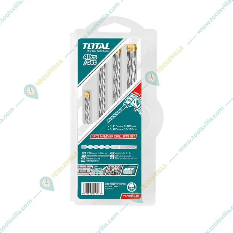TOTAL 4 PCS SDS Plus Rotary Hammer Drill Bits Set (TACSD1945) - Pack of 2