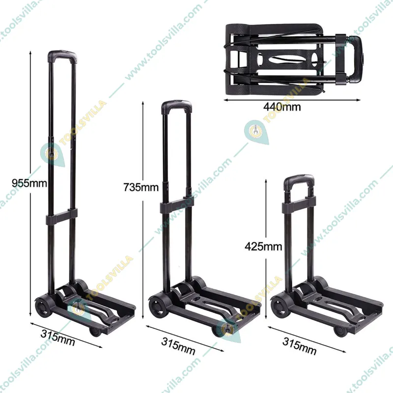 Premium Quality 25 Kg Load Capacity Foldable Luggage Hand Cart Trolley With Telescopic Rod