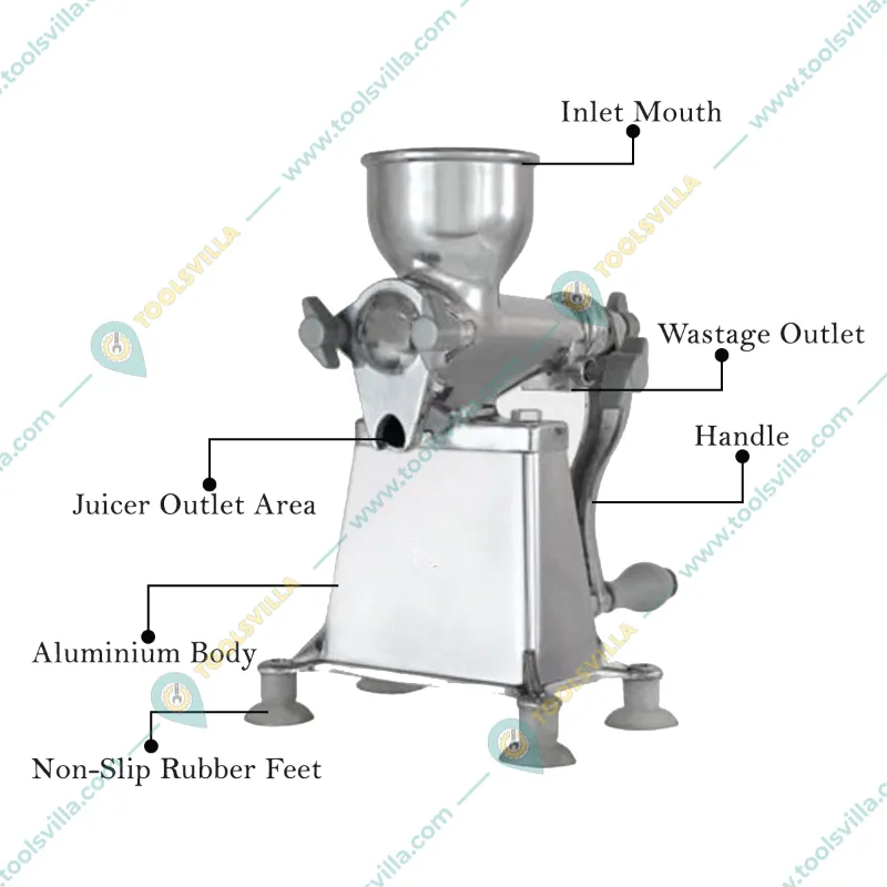 Commercial No. 3 Manual Citrus Juicer (Orange,Pineapple,Mosambi) With 3 Inches Hopper Dia and Rotating Handle