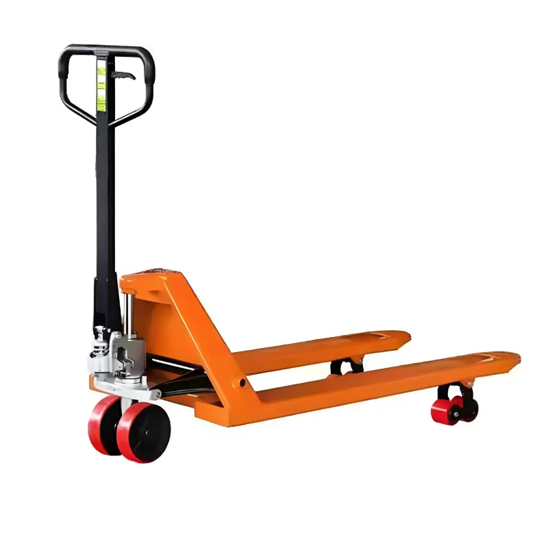 Nutronics 2.5 Ton Hand Pallet Truck With 200 mm Maximum Lifting Height , Fork Size (L x B)-1150 x 550 mm, 6 Pcs Nylon Wheel