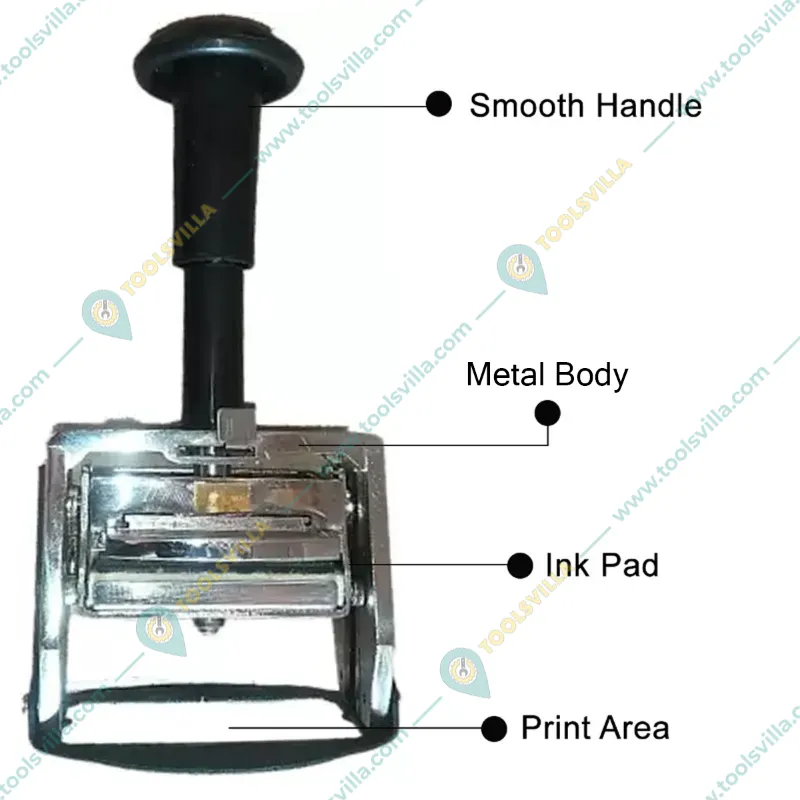 4 Lines Stainless Steel Manual Stamping Machine with Free Ink & Pad Softener