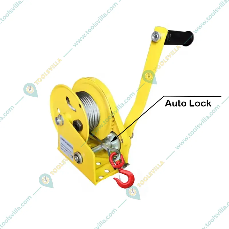 Crossbee Manual Hand Winch With Automatic Locking System,10 Meter Wire Rope And Eye Hook(Capacity-1200 lbs)