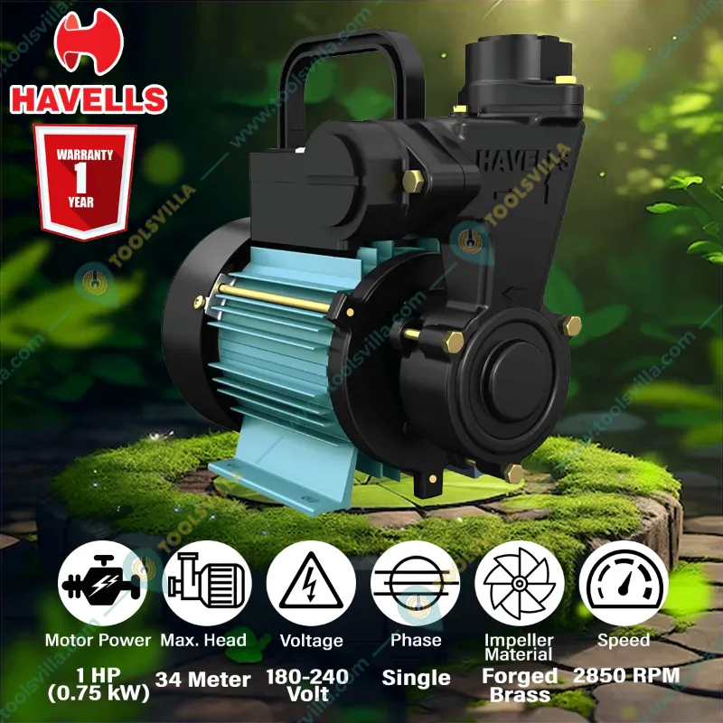 Havells 1Hp Single Phase Self Priming Monoblock Pump, 34m Max. Head, 2700 LPH (HYDRANT1) - 1 Year Warranty