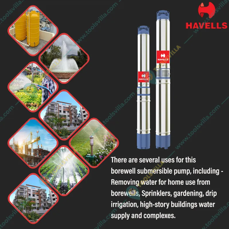 Havells 1 HP 10 Stage 4 inch(V4) Single Phase Oil Filled Borewell Submersible Pump (HC4O10BN10S) - 1 Year Warranty