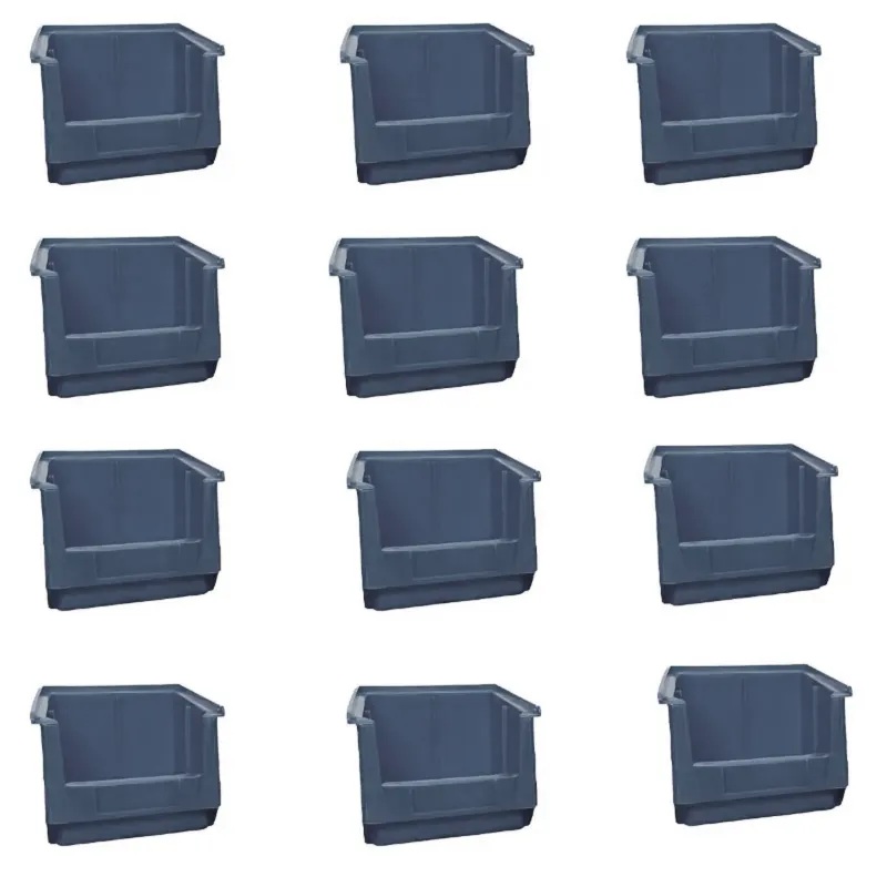Global Star 200x125x100mm HDPE Crate-15 Grey Storage Bin (Pack Of 12) 